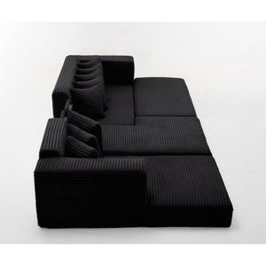 English Elm New Oversized Corduroy Sectional Sofa Converts to Floor Sleeper Bed with Eight Pillows W2206S00021