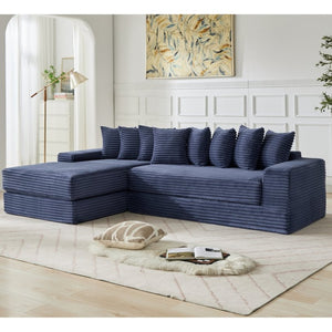English Elm [new Arrived] Oversized Cloud Sectional Corduroy Sleeper Sofa with Eight Pillows W2206S00024