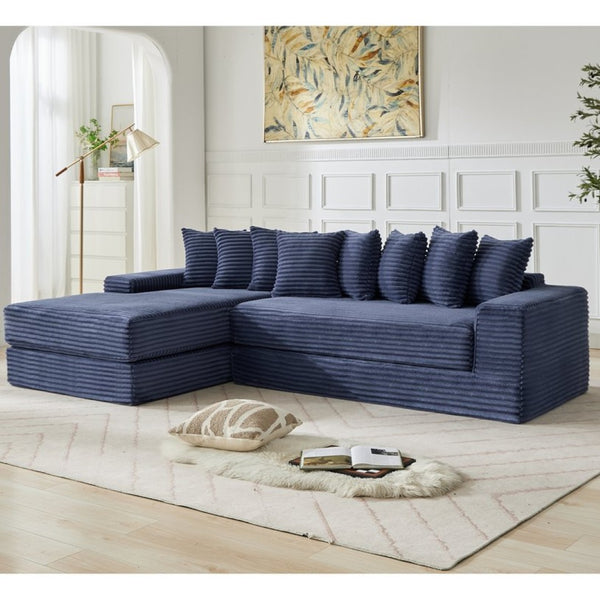English Elm [new Arrived] Oversized Cloud Sectional Corduroy Sleeper Sofa with Eight Pillows W2206S00024