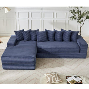 English Elm [new Arrived] Oversized Cloud Sectional Corduroy Sleeper Sofa with Eight Pillows W2206S00024