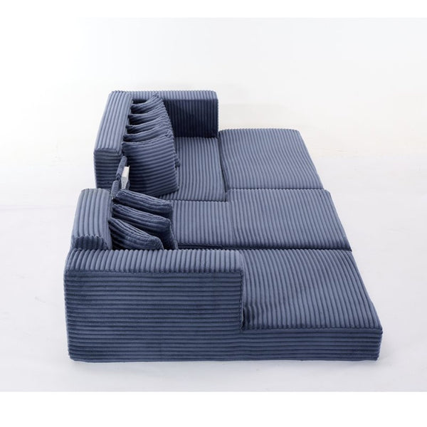 English Elm [new Arrived] Oversized Cloud Sectional Corduroy Sleeper Sofa with Eight Pillows W2206S00024