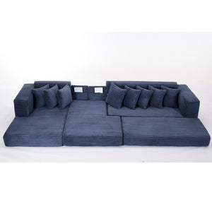 English Elm [new Arrived] Oversized Cloud Sectional Corduroy Sleeper Sofa with Eight Pillows W2206S00024
