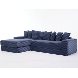 English Elm [new Arrived] Oversized Cloud Sectional Corduroy Sleeper Sofa with Eight Pillows W2206S00024