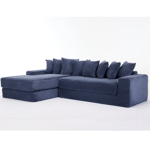 English Elm [new Arrived] Oversized Cloud Sectional Corduroy Sleeper Sofa with Eight Pillows W2206S00024