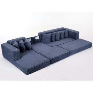 English Elm [new Arrived] Oversized Cloud Sectional Corduroy Sleeper Sofa with Eight Pillows W2206S00024