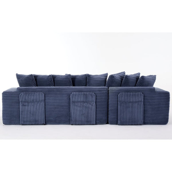 English Elm [new Arrived] Oversized Cloud Sectional Corduroy Sleeper Sofa with Eight Pillows W2206S00024