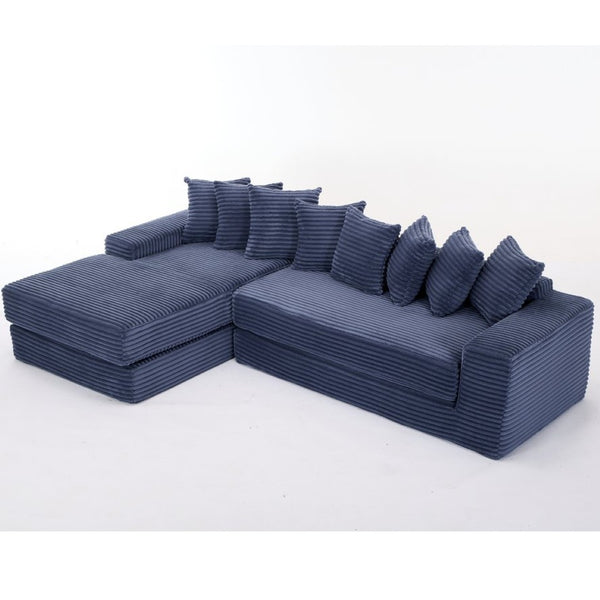 English Elm [new Arrived] Oversized Cloud Sectional Corduroy Sleeper Sofa with Eight Pillows W2206S00024