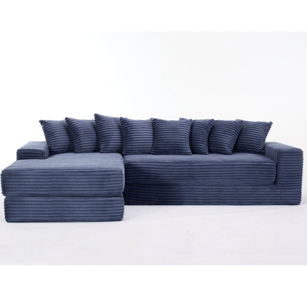 English Elm [new Arrived] Oversized Cloud Sectional Corduroy Sleeper Sofa with Eight Pillows W2206S00024