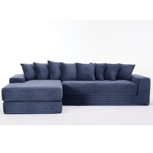 English Elm [new Arrived] Oversized Cloud Sectional Corduroy Sleeper Sofa with Eight Pillows W2206S00024
