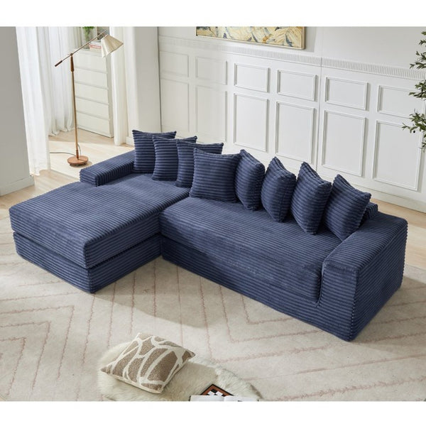 English Elm [new Arrived] Oversized Cloud Sectional Corduroy Sleeper Sofa with Eight Pillows W2206S00024