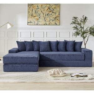 English Elm [new Arrived] Oversized Cloud Sectional Corduroy Sleeper Sofa with Eight Pillows W2206S00024
