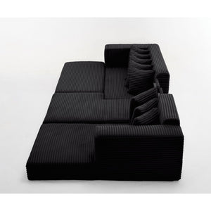 English Elm [new Arrived] Oversized Corduroy L-shape Sectional Converts to Floor Sleeper with Eight Pillows Black Right Facing W2206S00025