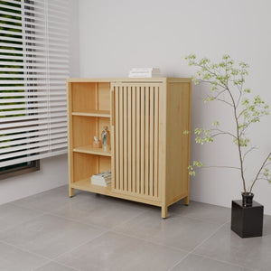 English Elm Large-capacity Bamboo Floor Cabinet with Open Shelves for Bathroom or Bedroom Corners W2207P308721