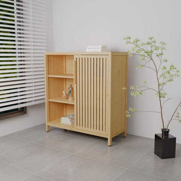 English Elm Large-capacity Bamboo Floor Cabinet with Open Shelves for Bathroom or Bedroom Corners W2207P308721
