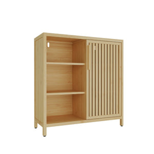 English Elm Large-capacity Bamboo Floor Cabinet with Open Shelves for Bathroom or Bedroom Corners W2207P308721