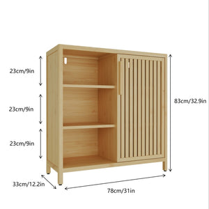 English Elm Large-capacity Bamboo Floor Cabinet with Open Shelves for Bathroom or Bedroom Corners W2207P308721