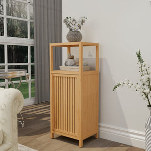 English Elm 41 Inch Bamboo Tower Cabinet with Open Shelves and Door for Bathroom or Bedroom W2207P308723