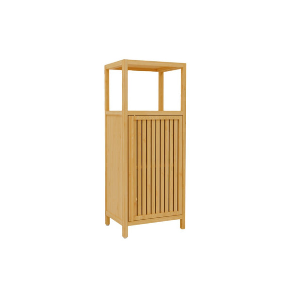 English Elm 41 Inch Bamboo Tower Cabinet with Open Shelves and Door for Bathroom or Bedroom W2207P308723