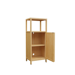 English Elm 41 Inch Bamboo Tower Cabinet with Open Shelves and Door for Bathroom or Bedroom W2207P308723