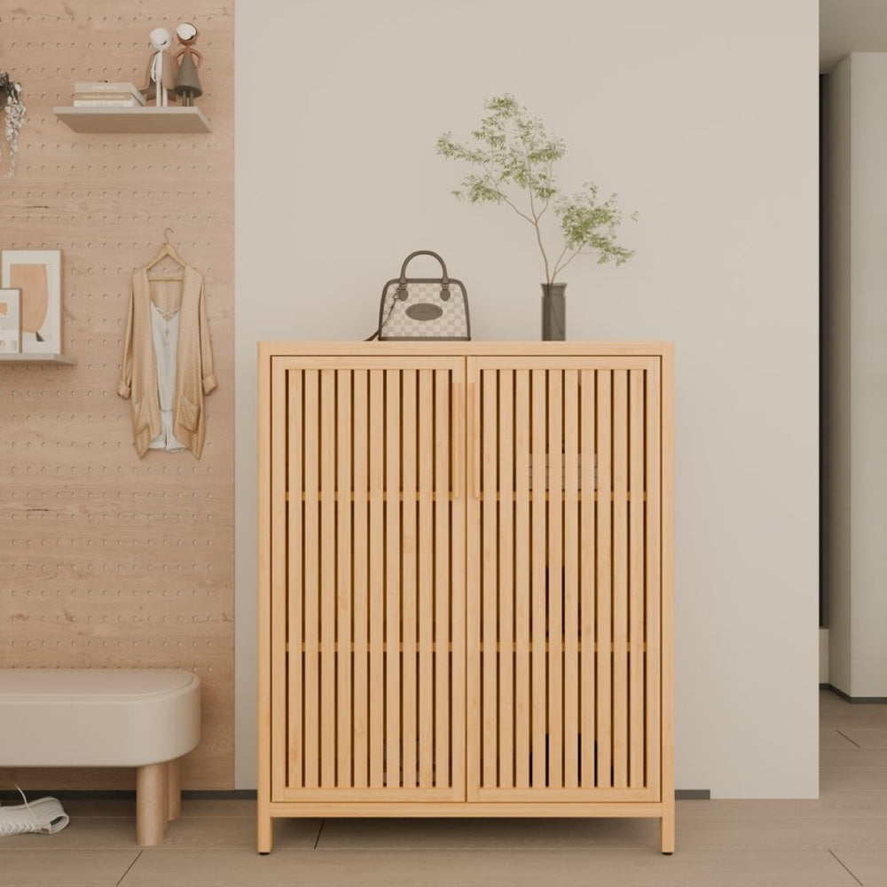 English Elm 42 Inch Solid Bamboo Tower Cabinet with Open Shelves for Bathroom Bedroom or Pantry W2207P308732