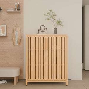 English Elm 42 Inch Solid Bamboo Tower Cabinet with Open Shelves for Bathroom Bedroom or Pantry W2207P308732