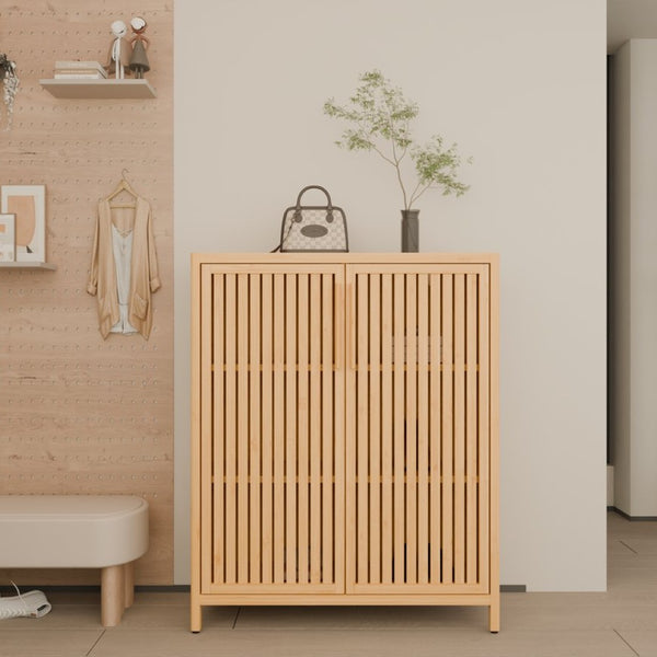 English Elm 42 Inch Solid Bamboo Tower Cabinet with Open Shelves for Bathroom Bedroom or Pantry W2207P308732