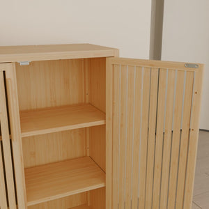 English Elm 42 Inch Solid Bamboo Tower Cabinet with Open Shelves for Bathroom Bedroom or Pantry W2207P308732