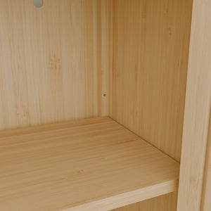 English Elm 42 Inch Solid Bamboo Tower Cabinet with Open Shelves for Bathroom Bedroom or Pantry W2207P308732