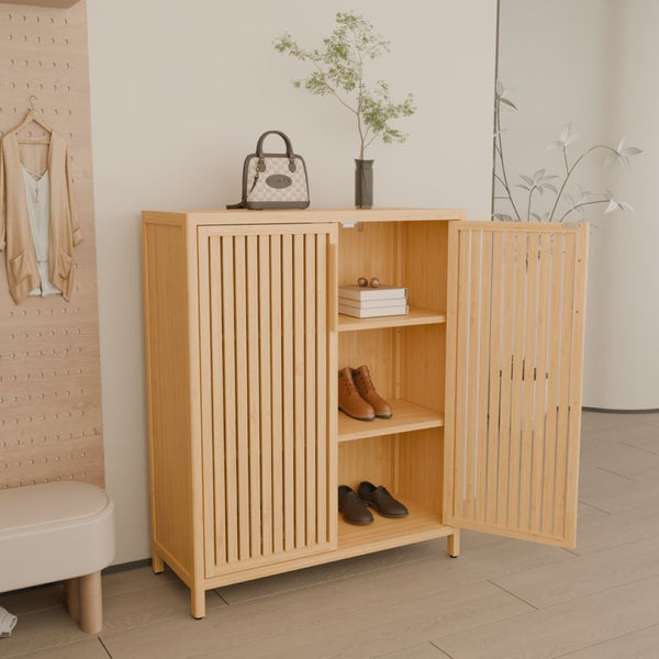 English Elm 42 Inch Solid Bamboo Tower Cabinet with Open Shelves for Bathroom Bedroom or Pantry W2207P308732