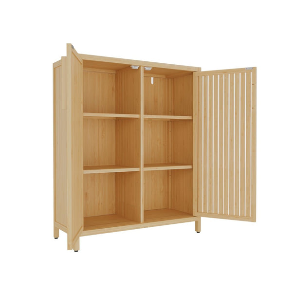 English Elm 42 Inch Solid Bamboo Tower Cabinet with Open Shelves for Bathroom Bedroom or Pantry W2207P308732