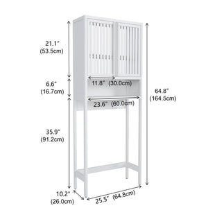 English Elm Toilet Organizer Bamboo Over Tank Cabinet with Louvered Doors for Bathroom Storage W2207P308769