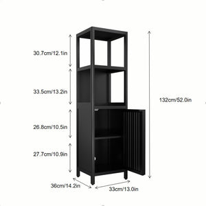 English Elm A Slim Bamboo Linen Tower with Open Shelves and Cabinet for Bathroom or Bedroom W2207P327623