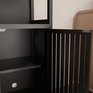 English Elm A Slim Bamboo Linen Tower with Open Shelves and Cabinet for Bathroom or Bedroom W2207P327623