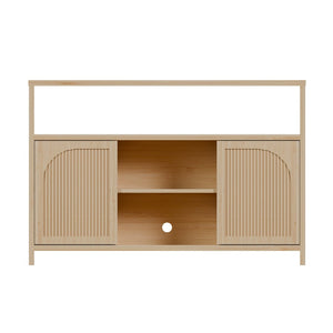 English Elm Bamboo Sideboard with Open Shelving and Cabinet Storage for Bath or Living Room W2207P334020