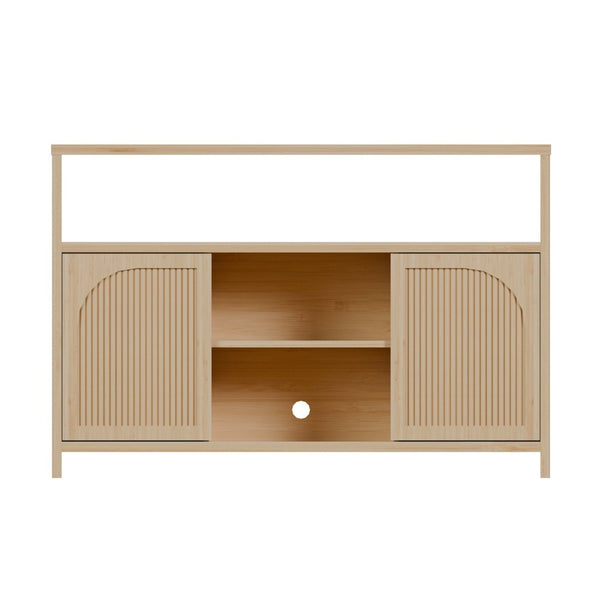 English Elm Bamboo Sideboard with Open Shelving and Cabinet Storage for Bath or Living Room W2207P334020