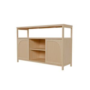 English Elm Bamboo Sideboard with Open Shelving and Cabinet Storage for Bath or Living Room W2207P334020