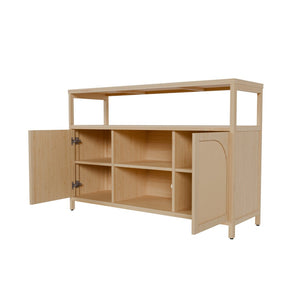 English Elm Bamboo Sideboard with Open Shelving and Cabinet Storage for Bath or Living Room W2207P334020