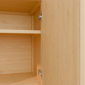 English Elm Bamboo Sideboard with Open Shelving and Cabinet Storage for Bath or Living Room W2207P334020