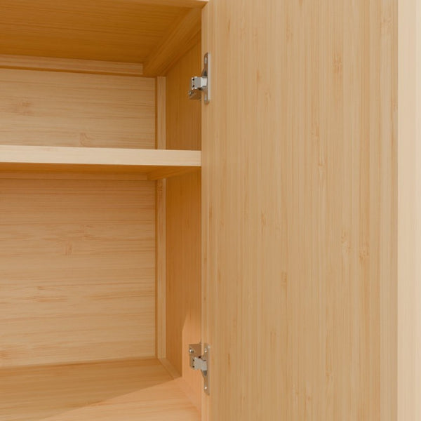 English Elm Bamboo Sideboard with Open Shelving and Cabinet Storage for Bath or Living Room W2207P334020