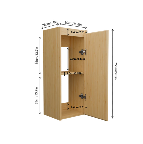 English Elm Bamboo Wall Mount Cabinet with Soft Close Doors for Bathroom or Entryway Storage W2207P374664
