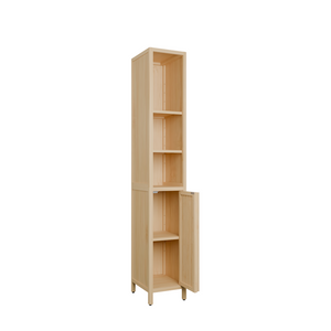 English Elm Natural Bamboo Slim Tower Cabinet for Bathroom Hallway Vertical Storage Organization W2207P374665