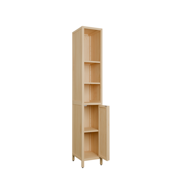 English Elm Natural Bamboo Slim Tower Cabinet for Bathroom Hallway Vertical Storage Organization W2207P374665