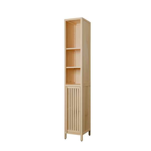 English Elm Natural Bamboo Slim Tower Cabinet for Bathroom Hallway Vertical Storage Organization W2207P374665