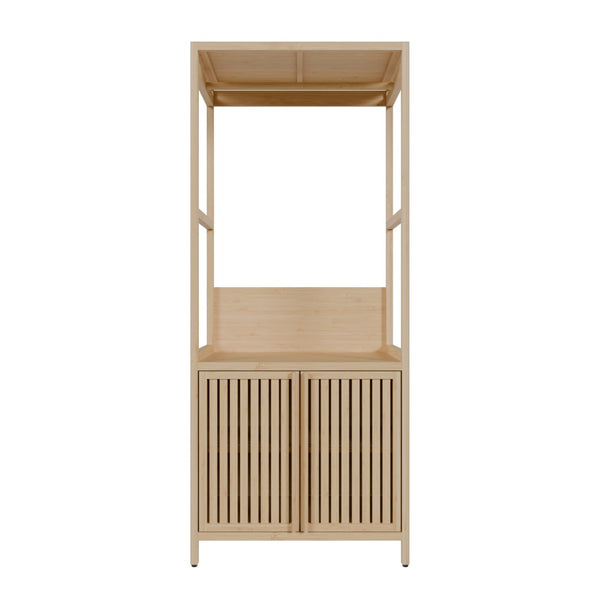 English Elm Bamboo Freestanding Wardrobe Rack with Drawers and Shelves for Bedroom Storage W2207P503759