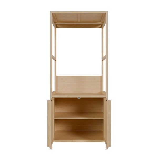 English Elm Bamboo Freestanding Wardrobe Rack with Drawers and Shelves for Bedroom Storage W2207P503759