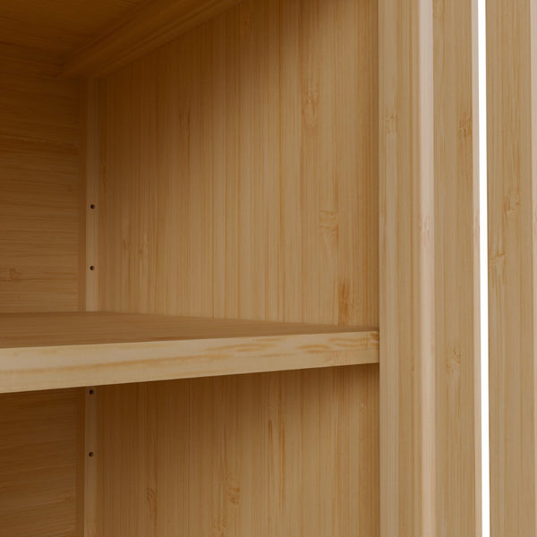 English Elm Bamboo Freestanding Wardrobe Rack with Drawers and Shelves for Bedroom Storage W2207P503759