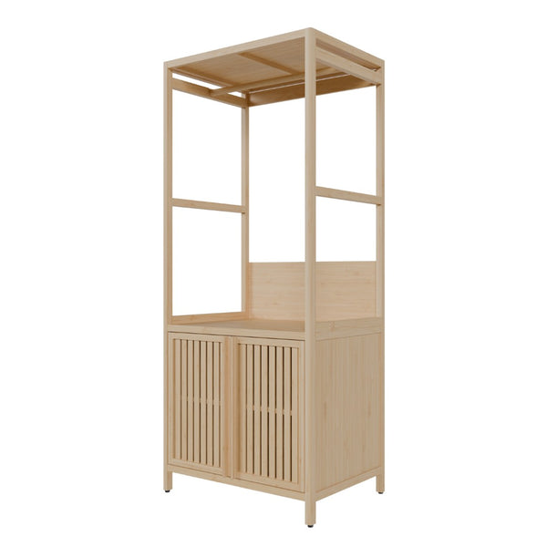 English Elm Bamboo Freestanding Wardrobe Rack with Drawers and Shelves for Bedroom Storage W2207P503759