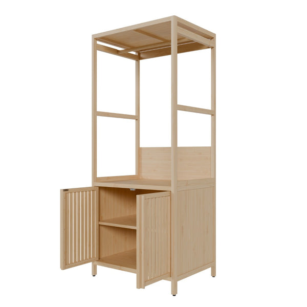 English Elm Bamboo Freestanding Wardrobe Rack with Drawers and Shelves for Bedroom Storage W2207P503759