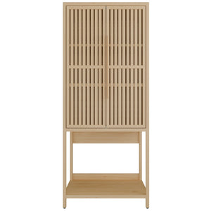 English Elm Bamboo Freestanding Wardrobe with Open Shelf and Two Door Cabinet for Small Spaces W2207P503894