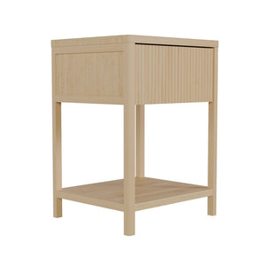 English Elm Bamboo Nightstand Set with Usb Charging Wave Textured Door and Open Shelf Storage W2207P504489